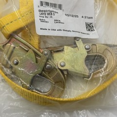 3M DBI-SALA 1231105 5 Ft Web Positioning Restraint Lanyard Snap Hooks New Yellow