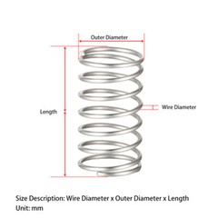 304 Stainless Steel Compression Pressure Spring Wire Dia 0.3mm-5mm Length 305mm