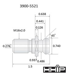 ANSI 1.5 X .74 45 DEGREE M16 X 2.0 COOLANT THRU RETENTION KNOB (3900-5521)