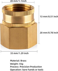 Brass Garden Hose Adapter, 3/4″ GHT Female x 3/4″ NPT Female Swivel Connector, P