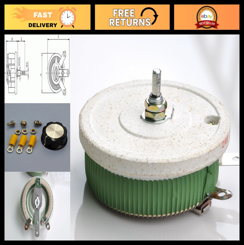 200W 5 Ohm High Power Wirewound Potentiometer Rheostat Variable Resistor