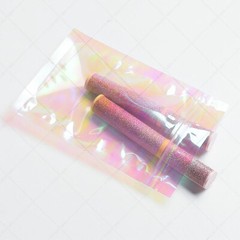 Multi-size Double-Side Glossy Holographic Pink Mylar Flat Zip Lock Pouch Bag