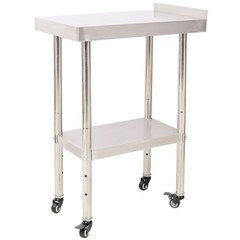24×15″ Stainless Steel Prep Table w/Backsplash, Undershelf, 4 Casters, 440lb