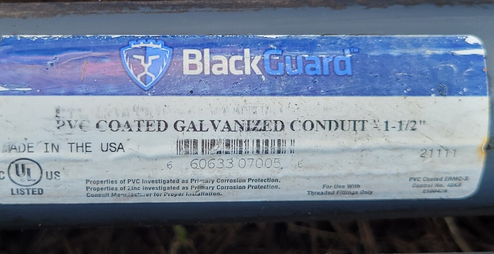 1 1/2″ PVC Coated Rigid Galvanized Conduit. BlackGuard Grey 1 1/2″x 10ft