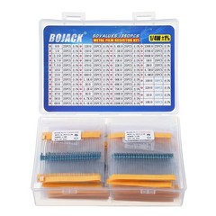 BOJACK 1350 Pcs 50 Values Resistor Kit 0 Ohm-5.6M Ohm with 1% 1/4W Metal Film