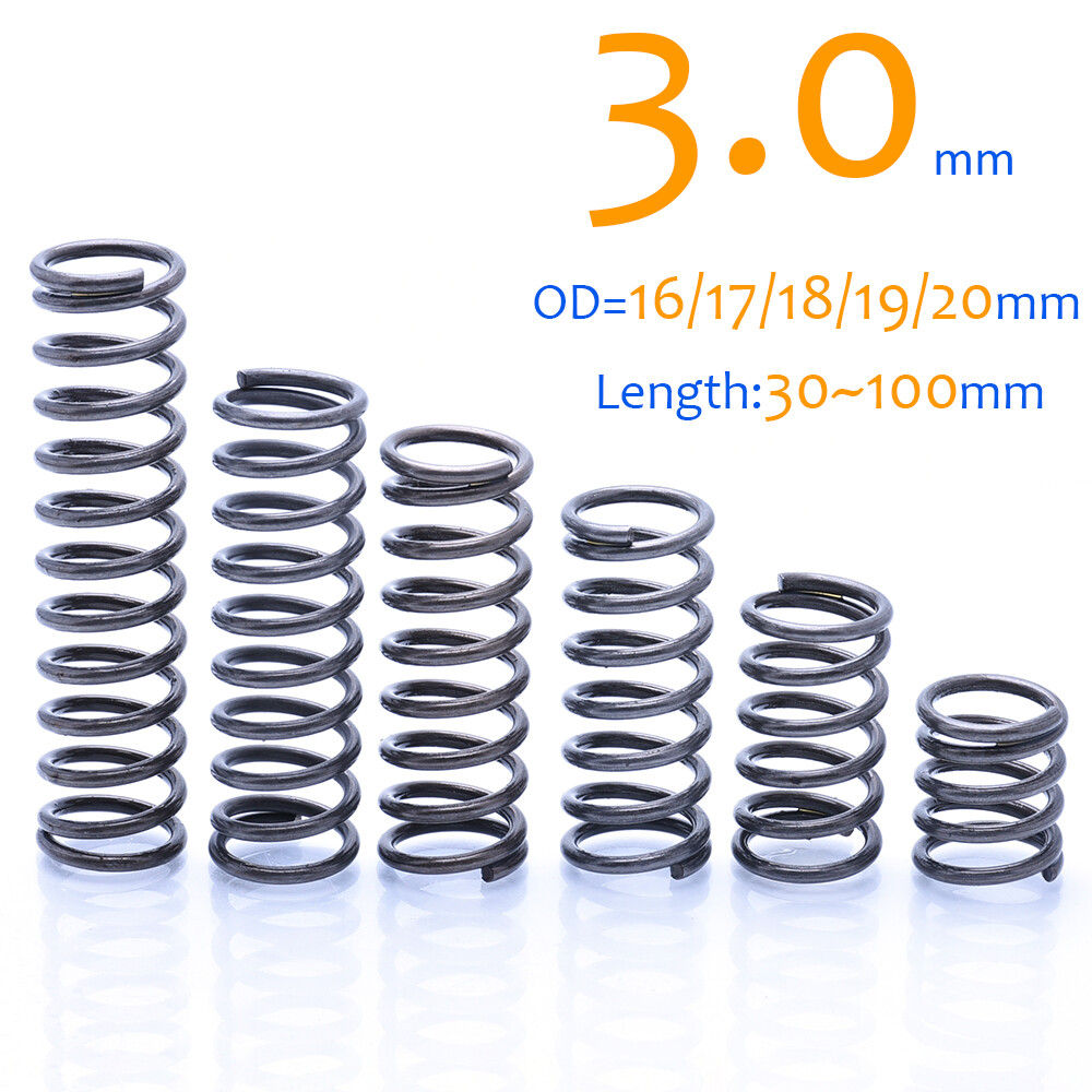 Wire Dia 3mm Compression Spring Pressure Springs Steel OD=16/17/18/19/20mm Black