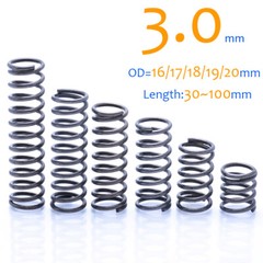 Wire Dia 3mm Compression Spring Pressure Springs Steel OD=16/17/18/19/20mm Black