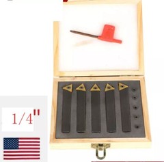 5 pc 1/4″ Lathe Indexable Carbide Insert + 15pcs Turning Tooling Bit Holder Set