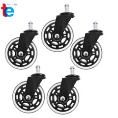 NEW 5Pcs Office Chair Caster Rubber Swivel Wheels Replacement Heavy Duty 3 inch