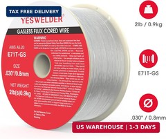 YESWELDER Flux Core Gasless MIG Wire, E71T-GS Mild Carbon Steel .030-Inch Diamet