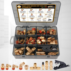 76 Pcs Brass DOT Air Line Fittings Kit Push Lock Air Fittings Push to Connect Fi