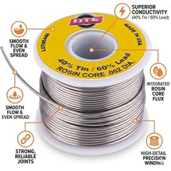 Set of 4 Made in USA Solder Wire Tin Lead 40/60 Rosin Core 0.062-inch (1.6mm) on