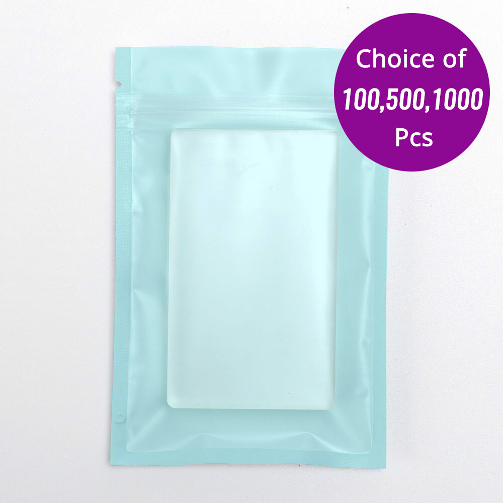 5x7in Matte Blue Front Clear Back Foil Mylar Flat Zip Lock Pouch Bag w/Machine