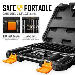 BOEN 1/2″ Drive Metric Deep Impact Socket Set, 20 20pcs Set