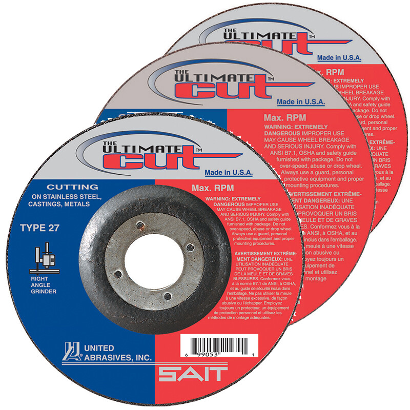 SAIT Type 27 (42) Ultimate Cut 6″ x .045 THK x 7/8″ Arbor Cutting Wheels QTY 10