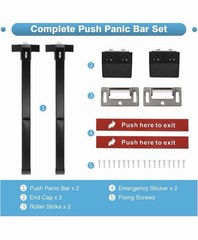 IRONWALLS Commercial Push Bar Panic Exit Device Stainless Steel, 2-Pack 28″-41″