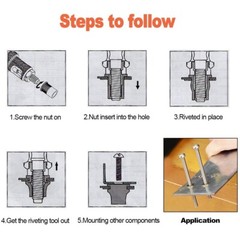 830PCs SAE Rivet Nut Kit For Rivnut Gun Nut Setter Thread Setting Nutsert Tool