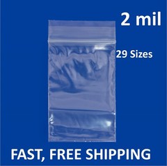 Clear Reclosable Zip Seal 2Mil Bags Poly Baggies Jewelry Plastic 2 Mil Top Lock