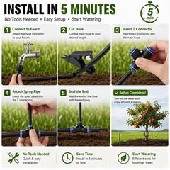 High-Flow Tree Irrigation System, 15FT 12mm Hose & 2Pcs 6.5FT Adjustable Nozz…