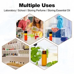 100pcs Amber Glass Vials 4ml with Screw Caps-Small Storage Containers for Liquid