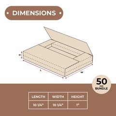 50-Pack Kraft Easy-Fold Mailers 10.25×10.25×1″ ECT-32B – Economical & Versatile