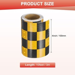 Reflective Tape, 4 Inch x 10 Feet Square Dark Yellow & Black Waterproof Tape