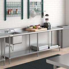 24″W x 76″L Stainless Steel Commercial Restaurant Work Table with Sink on Left