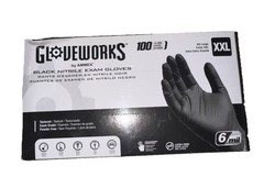 AMMEX Gloveworks GWBEN49100 Black Nitrile Gloves 6 Mil (Size-2XL)