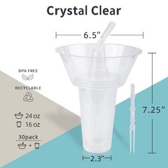Potomac Collection Snack and Drink Cup, 30 Sets Disposable Plastic Cup with S…