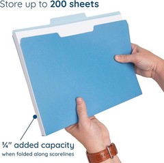 200 Blue Summit Supplies Colorful File Folders with Tabs, Multi Colored File Fol