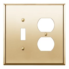 ENERLITES Toggle Light Switch/Duplex Outlet Wall Plate, Brown, 2-Gang
