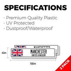 MANCHESTER UNITED KINGDOM Street Sign (2 Pack) British Britons Brits flag city