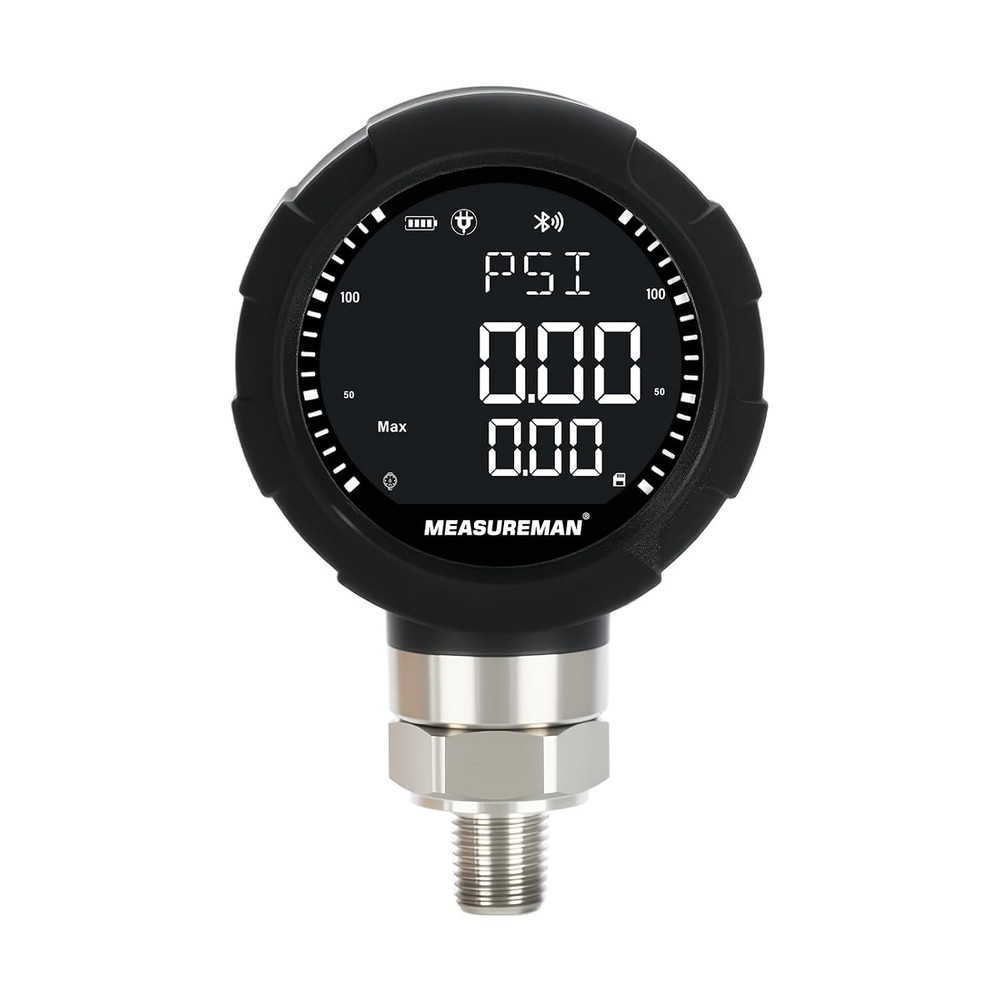 MEASUREMAN Digital Pressure Gauge 0-10000 PSI Bluetooth 1/4 NPT SS MA360