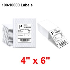 100-10000 Commercial 4″ x 6″ FanFold Direct Thermal Shipping Labels Perforated