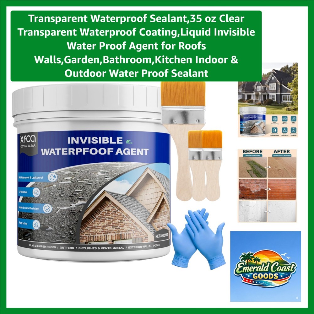 Transparent Waterproof Sealant,35 oz Clear Transparent Waterproof Coating,Liq…