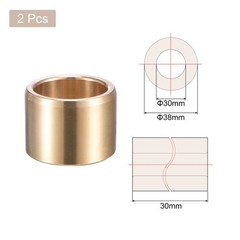 Sleeve Bearings 30mm x 38mm x 30mm Wrapped Oilless Bushings Cast Brass 2pcs