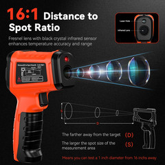 Infrared Thermometer Temperature Gun -58°F to 1796°, 16:1 Non Contact Laser