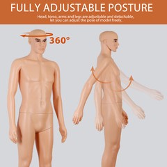 Adjustable Male Mannequin Full Body Realistic Mannequin Dress Forms for Shop