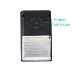 LED Mini Wall Pack with Photocell Watt & Color Selectable (30/20/15W-30/40/50K)