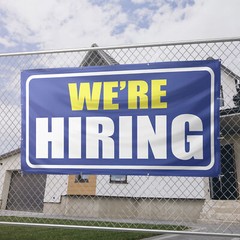 We Are Hiring 13 oz Heavy Duty Vinyl Banner Outdoor/Indoor Help Wanted Sign