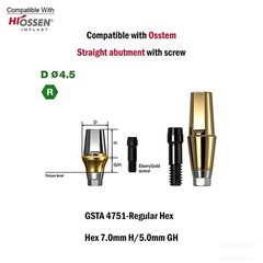 Dental Titanium Cemented straight abutment fits to Osstem Hiossen Mini Regular