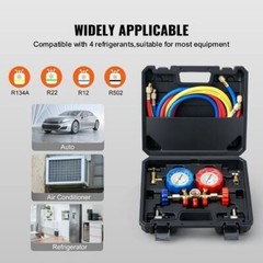 AC Manifold Gauge Set Brass HVAC R12 R134A R502 R404A R22 Air Refrigeration Kit*