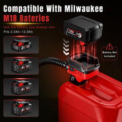 Fuel Transfer Pump for Milwaukee M18 Batteries, Cordless 3.7 GPM Flow | Gas Can