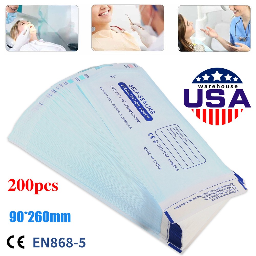 200 3.5″ x 10″ Self-ing Sterilization Pouches for Autoclave SA