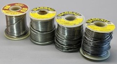 FOUR SPOOLS OF NASSAU, KESTER SOLDER & LEAD LASHING LOT • TOTAL 3 LB. 14 OZ.