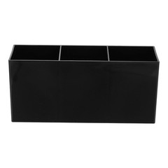 3 Compartments Clear Acrylic Pen Holder Pencil Holder Organizer Cup, Black