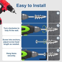 116 Heavy Duty Zinc Self-Drilling Drywall Anchors & Screws Kit, 50lb Capacity