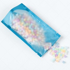 5x7in Matte Blue Foil Mylar Stand Up Open Top Bag With Clear Front&Desiccant