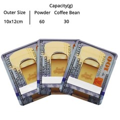100Pcs 3.5g Mylar Bags US Dollar Print Zipper Seal Food Grade Storage Pouches