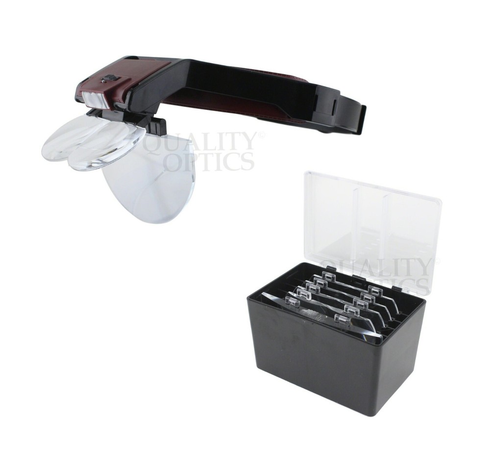 Quality Optics® Illuminated Headband Magnifier Jewelers Head Visor Magnifying